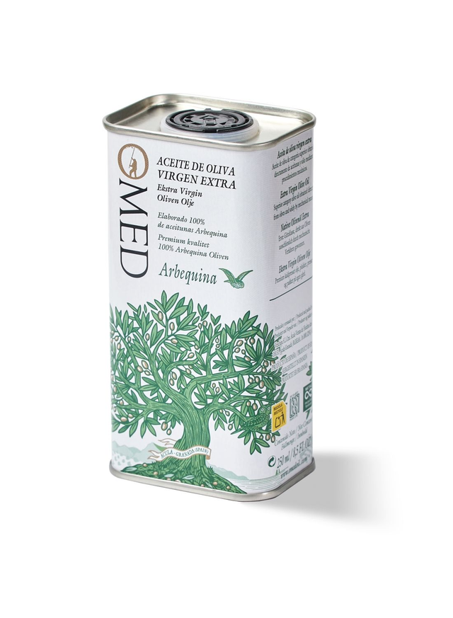 AOVE Arbequina OMED. Lata 250 ml