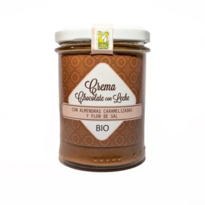 Crema Chocolate con leche 45% almendras y flor de sal, 200 g. Isabel
