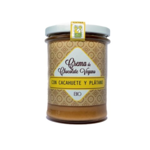 Crema Chocolate vegano 45% cacahuete y plátano de La Palma. 200 g. Isabel